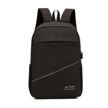 A black nylon leisure computer backpack with multiple pockets, featuring a 14-inch laptop compartment and branded with 'Joy Star' on the front.